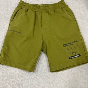 Helmut Lang Men’s Green Logo "wear your Helmut" Fleece Shorts Size Small